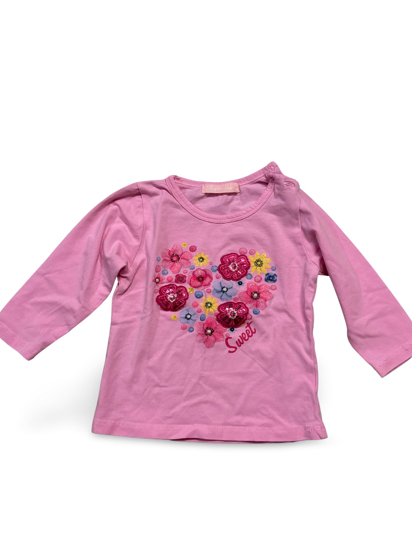 Langarmshirt mit Blumenmotiv - Gr. 80