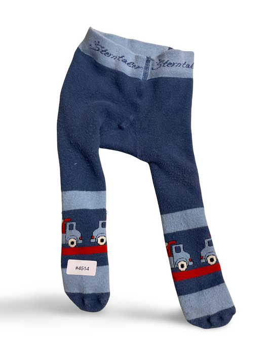 Blaue Strumpfhose mit Auto-Motiv - Gr. 62