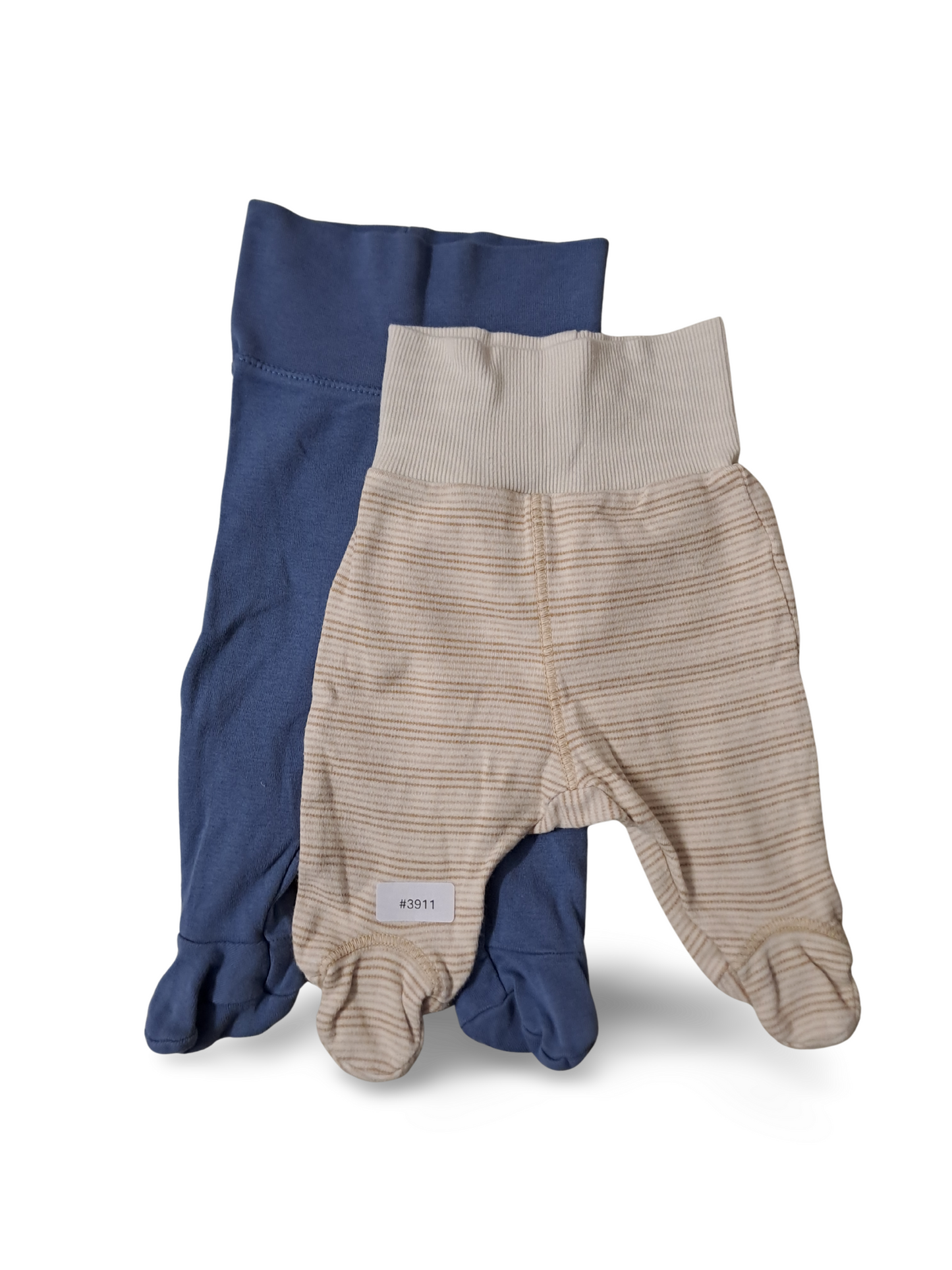 2er Bundle Strumpfhosen Blau und Beige Gestreift - Gr. 56