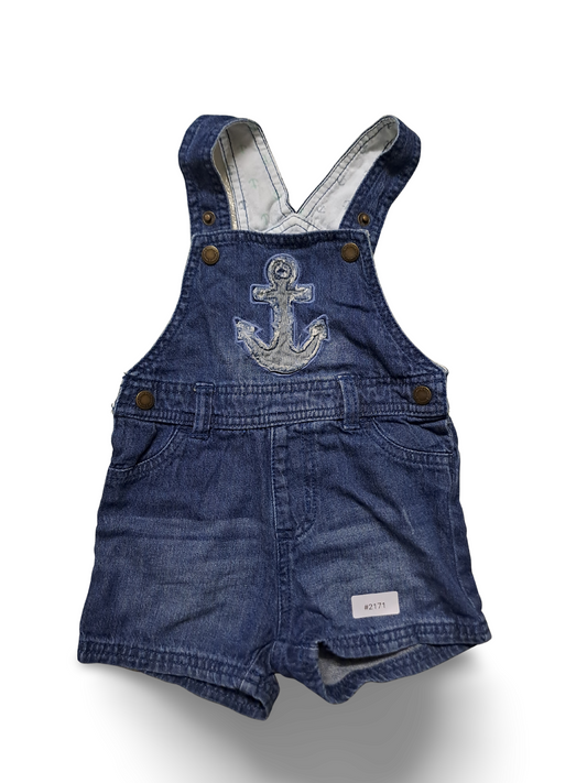 Jeans Latzstrampler mit Anker - Gr. 74