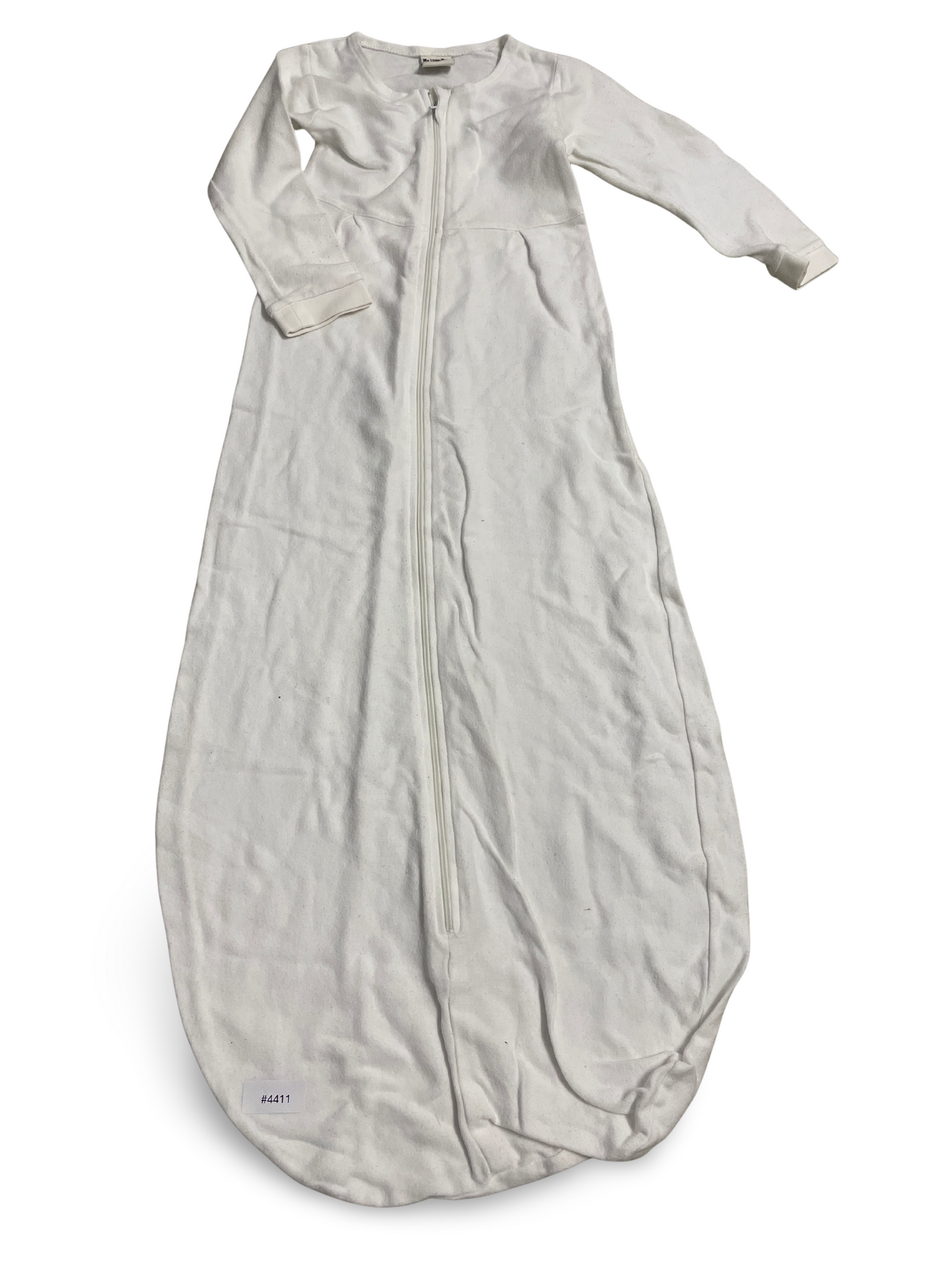 Weisser Schlafsack mit langen Ärmeln und Reissverschluss - Gr. 86