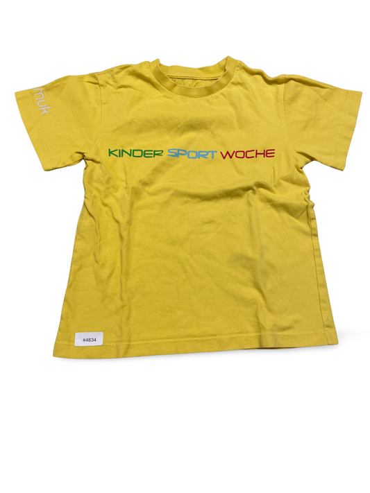 Gelbes Kinder T-Shirt mit Schriftzug - Gr. 116