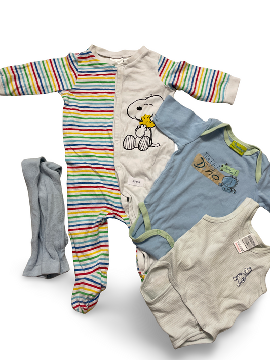 2er Bundle Bodys mit gestreiftem Strampler und Strumpfhose - Gr. 62