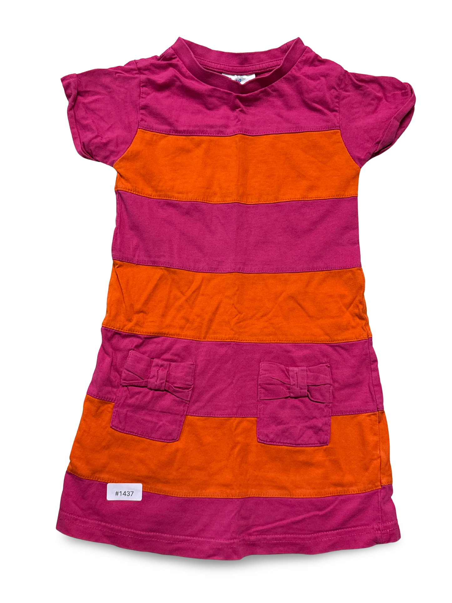 Gestreiftes Kleid mit Taschen und Schleifen - Gr. 110