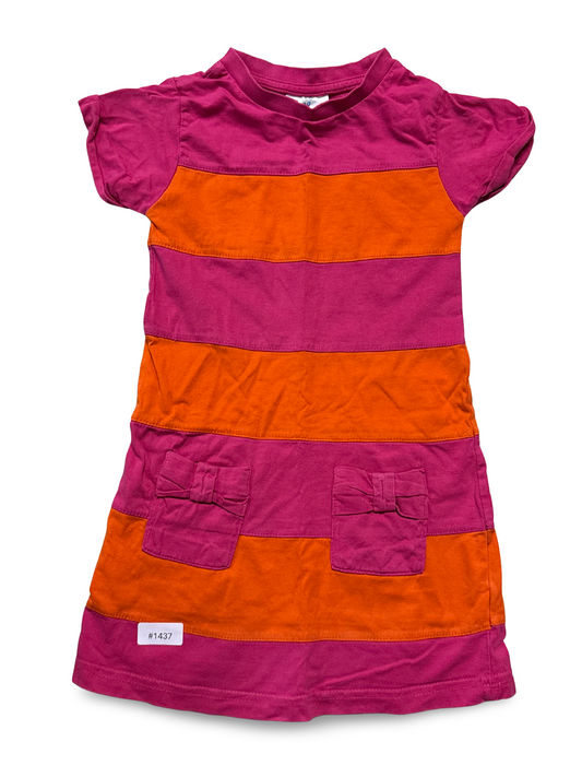 Gestreiftes Kleid mit Taschen und Schleifen - Gr. 110