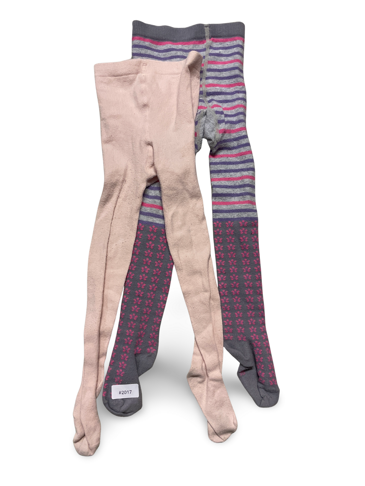 2er Bundle Strumpfhosen Rosa und Grau gemustert - Gr. 86