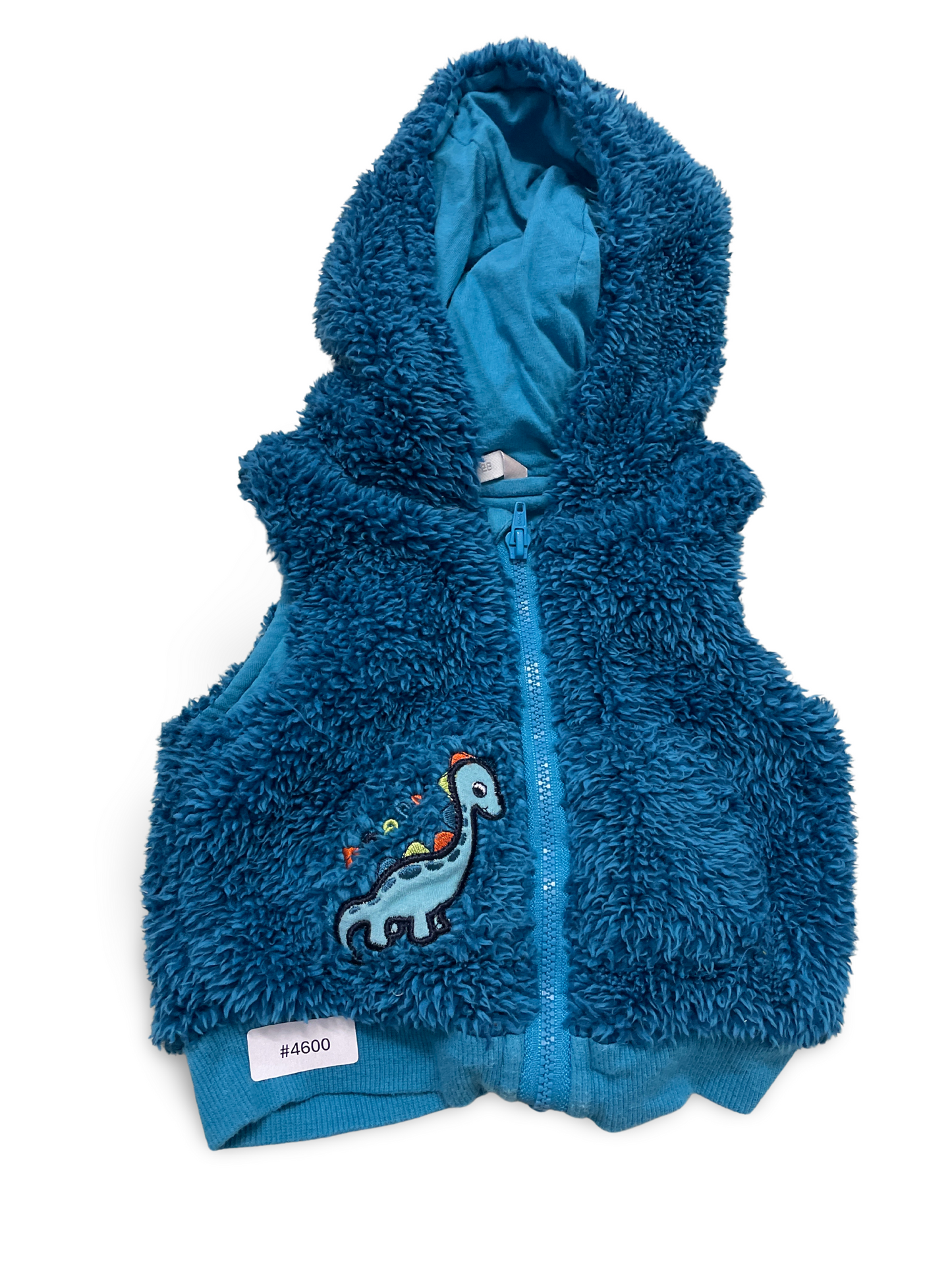 Flauschweste mit Kapuze und Dinosaurierapplikation - Gr. 56