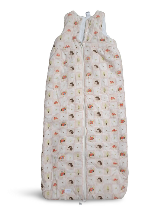 Ärmelloser Babyschlafsack rosa mit Igel- und Pilzmotiv - Gr. 116