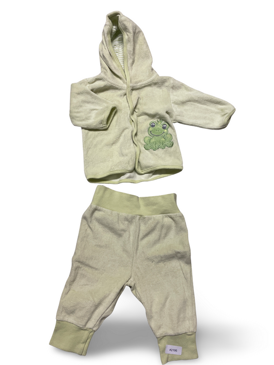 Zweiteiliges Frottee-Set Kapuzenjacke und Jogginghose mit Frosch - Gr. 68