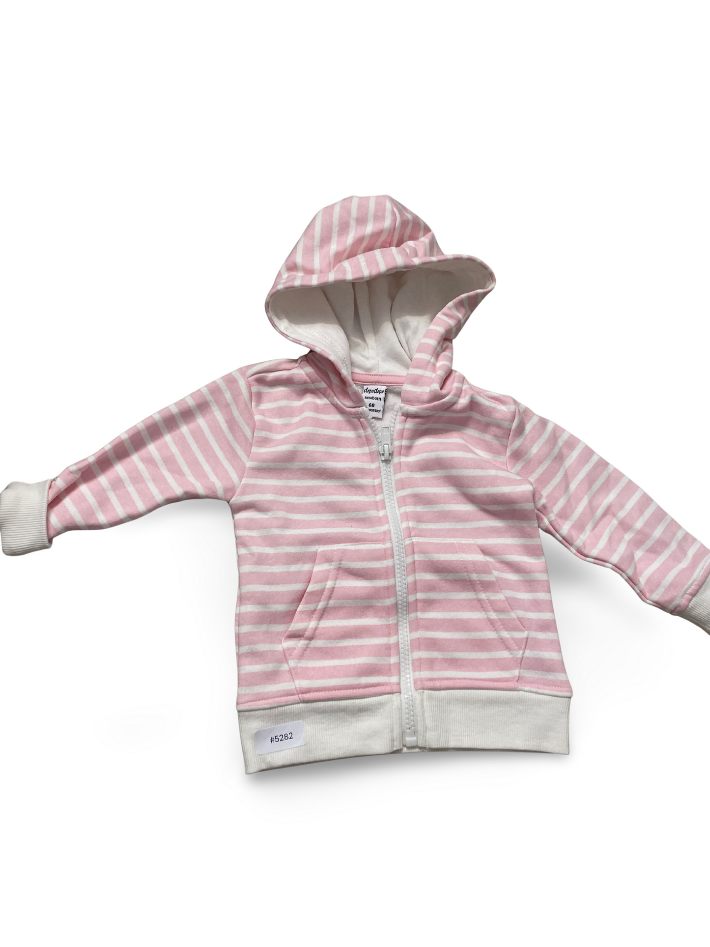 Rosa-weiss gestreifte Kapuzenjacke - Gr. 68