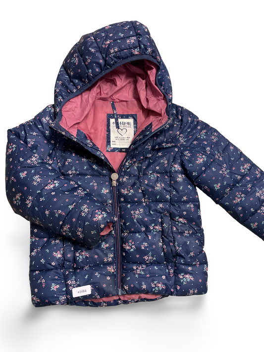 Gesteppte Kapuzenjacke mit Blumenmuster - Gr. 122