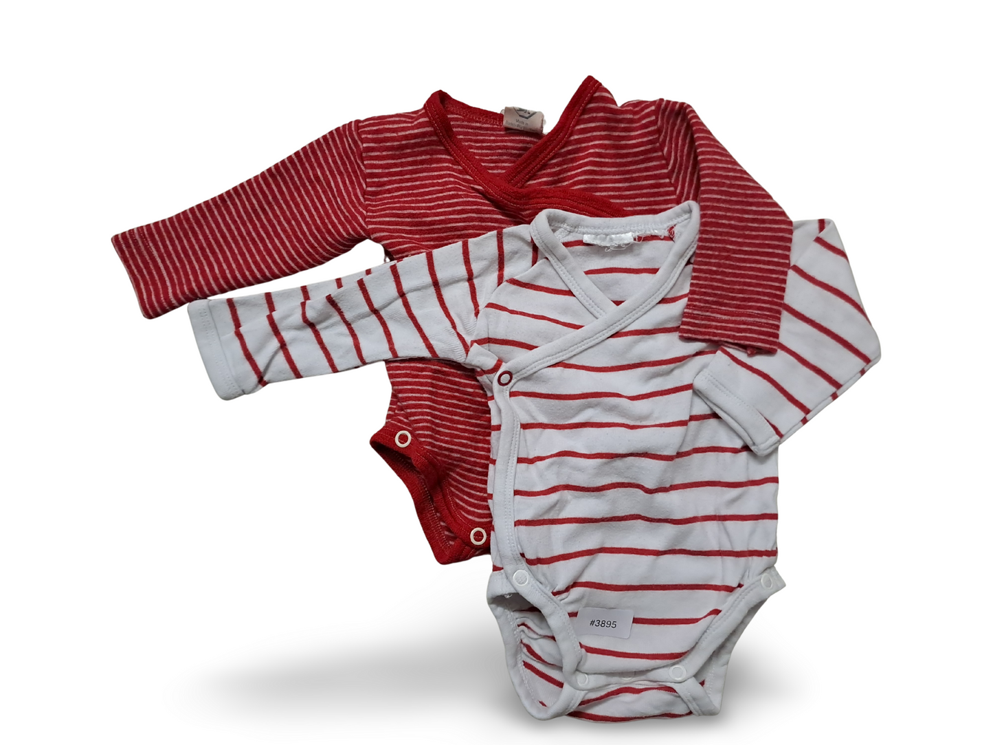 2er Bundle Wickelbodys gestreift Rot/Weiss - Gr. 56