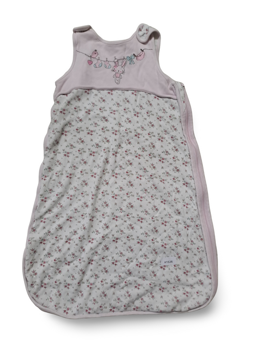 Babyschlafsack Rosa mit Blumen- und Hasenmotiv - Gr. 80