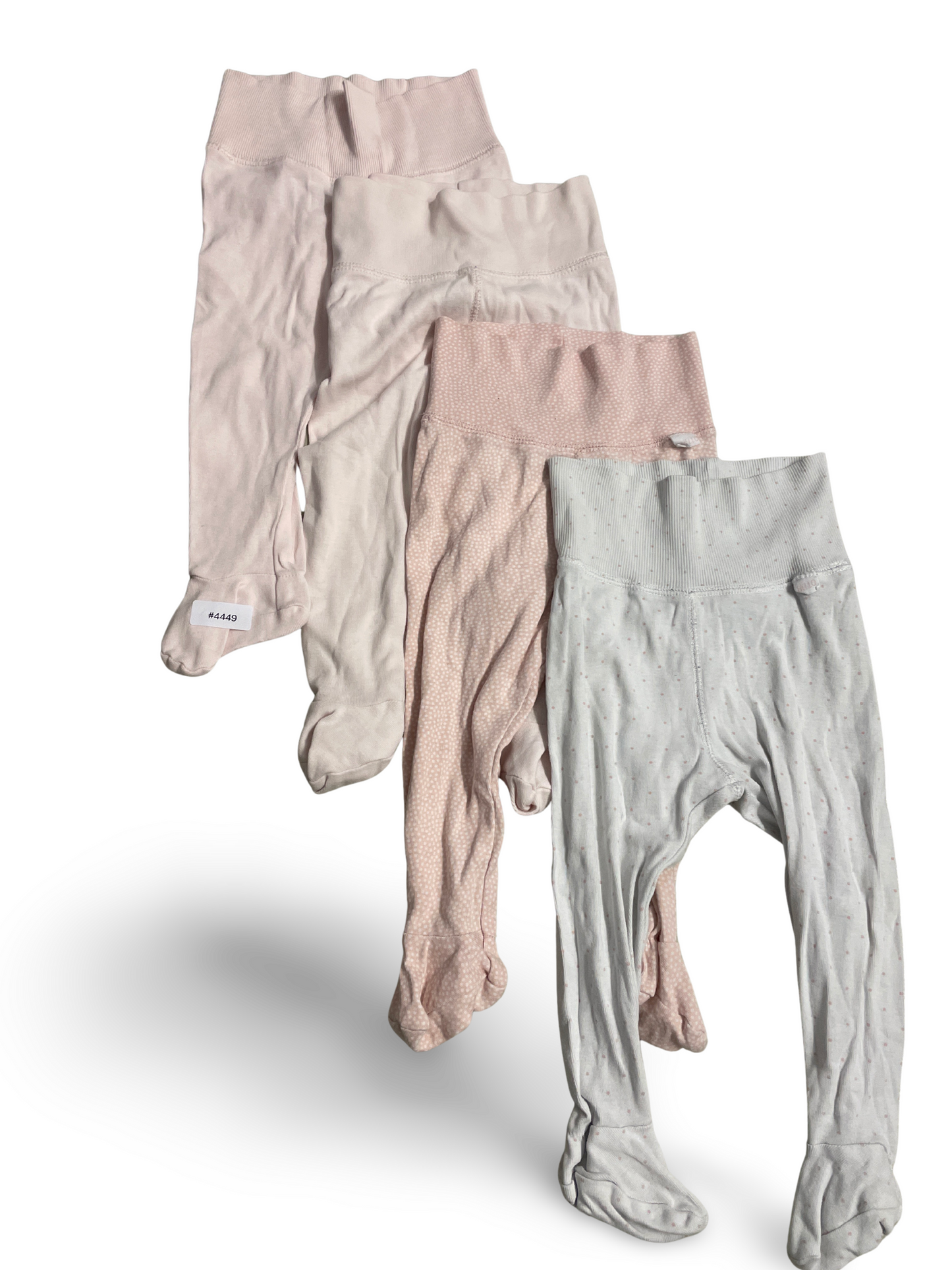 Lot de 4 collants rose pastel et blanc - Taille 74
