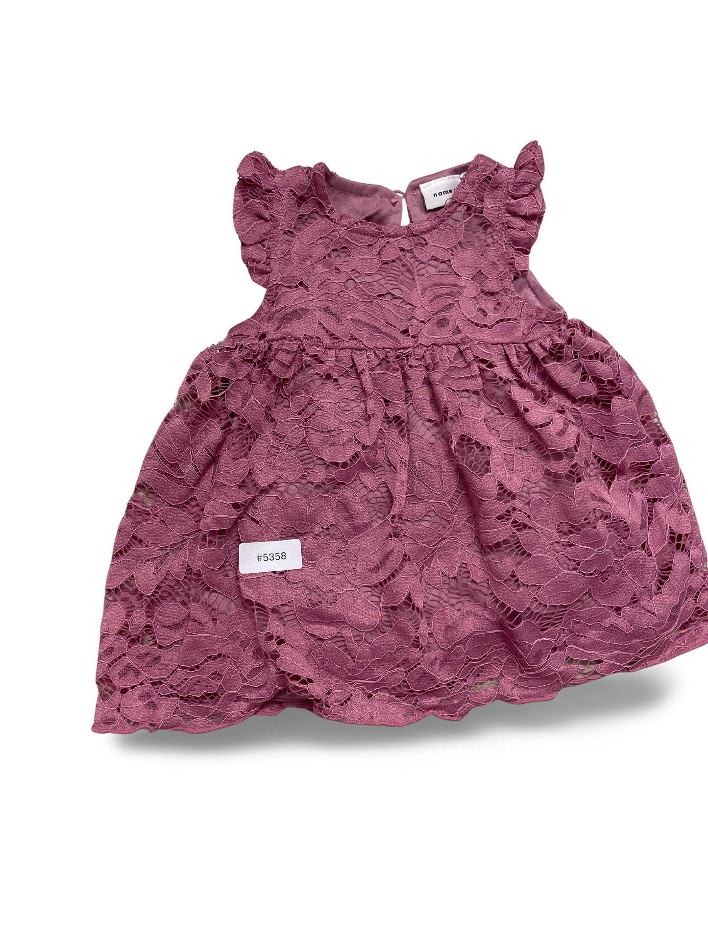 Rosa Spitzenkleid mit Rüschen - Gr. 62