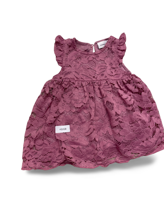 Rosa Spitzenkleid mit Rüschen - Gr. 62