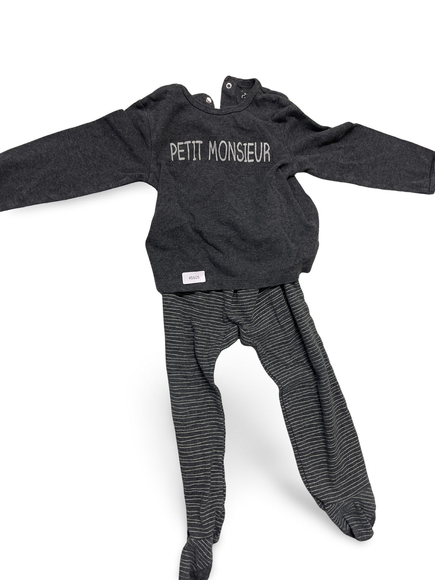 Grauer Pullover mit Strumpfhose - Gr. 92