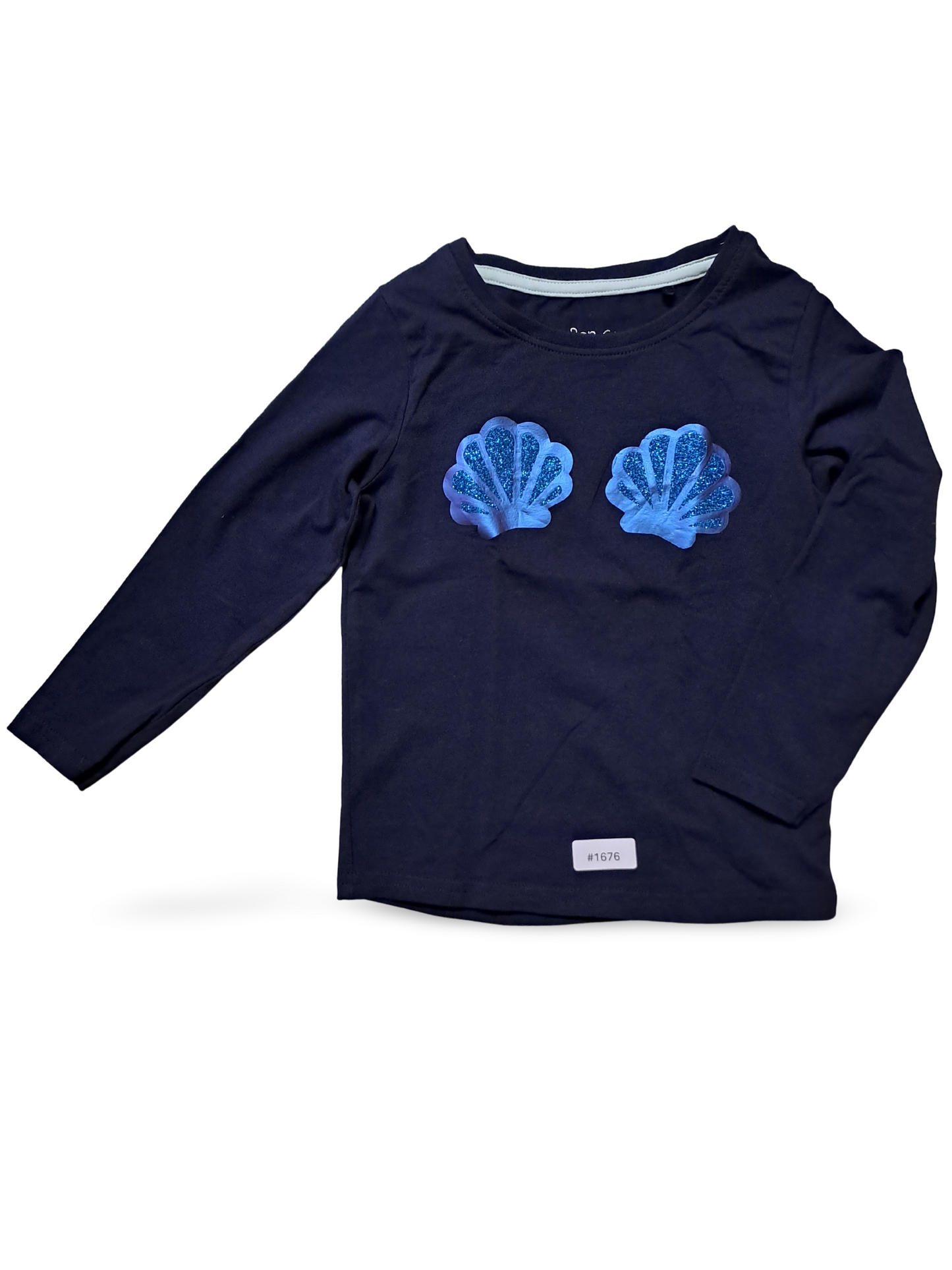 Langarmshirt mit blauen Muscheln - Gr. 92