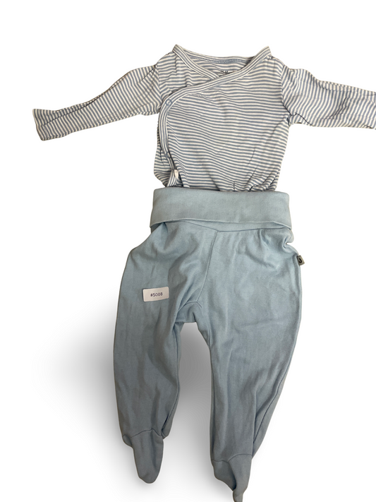 Wickelbody mit Fusshose gestreift - Gr. 62