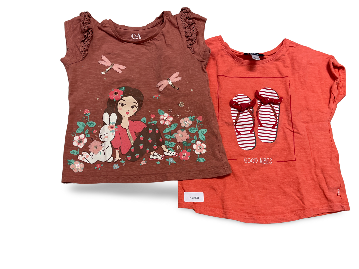 2er Bundle T-Shirts Koralle mit Motiv - Gr. 104