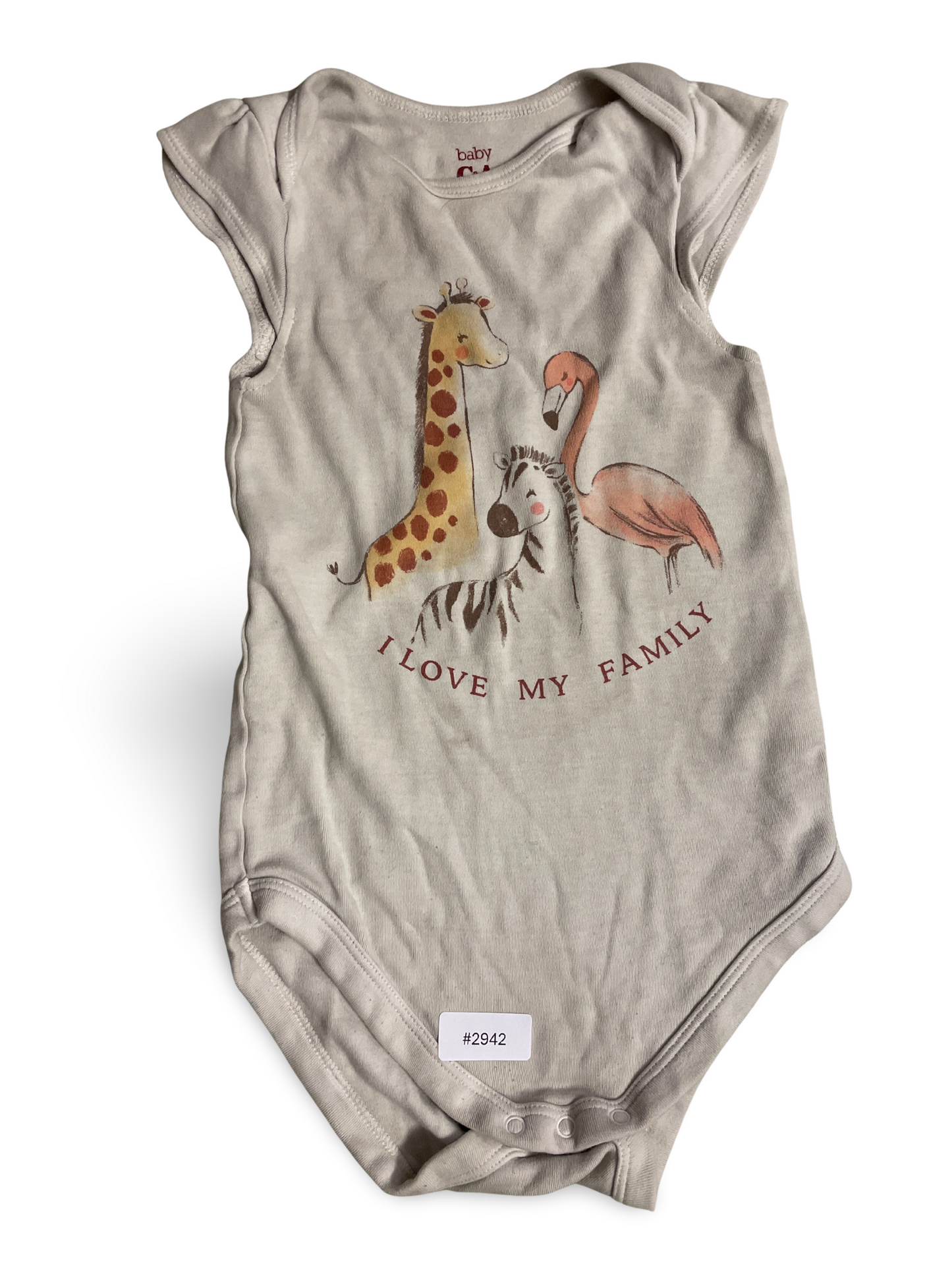 Weisser Body mit Tierfamilie-Print - Gr. 92