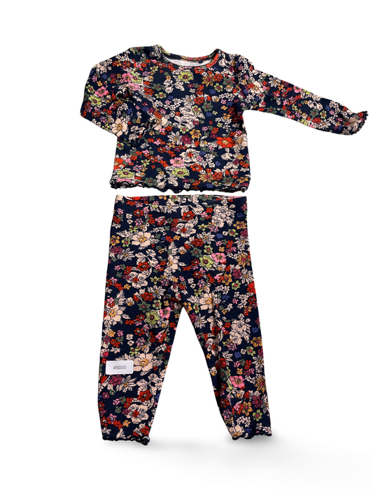 Langarmshirt und Leggings mit Blumenmuster - Gr. 68