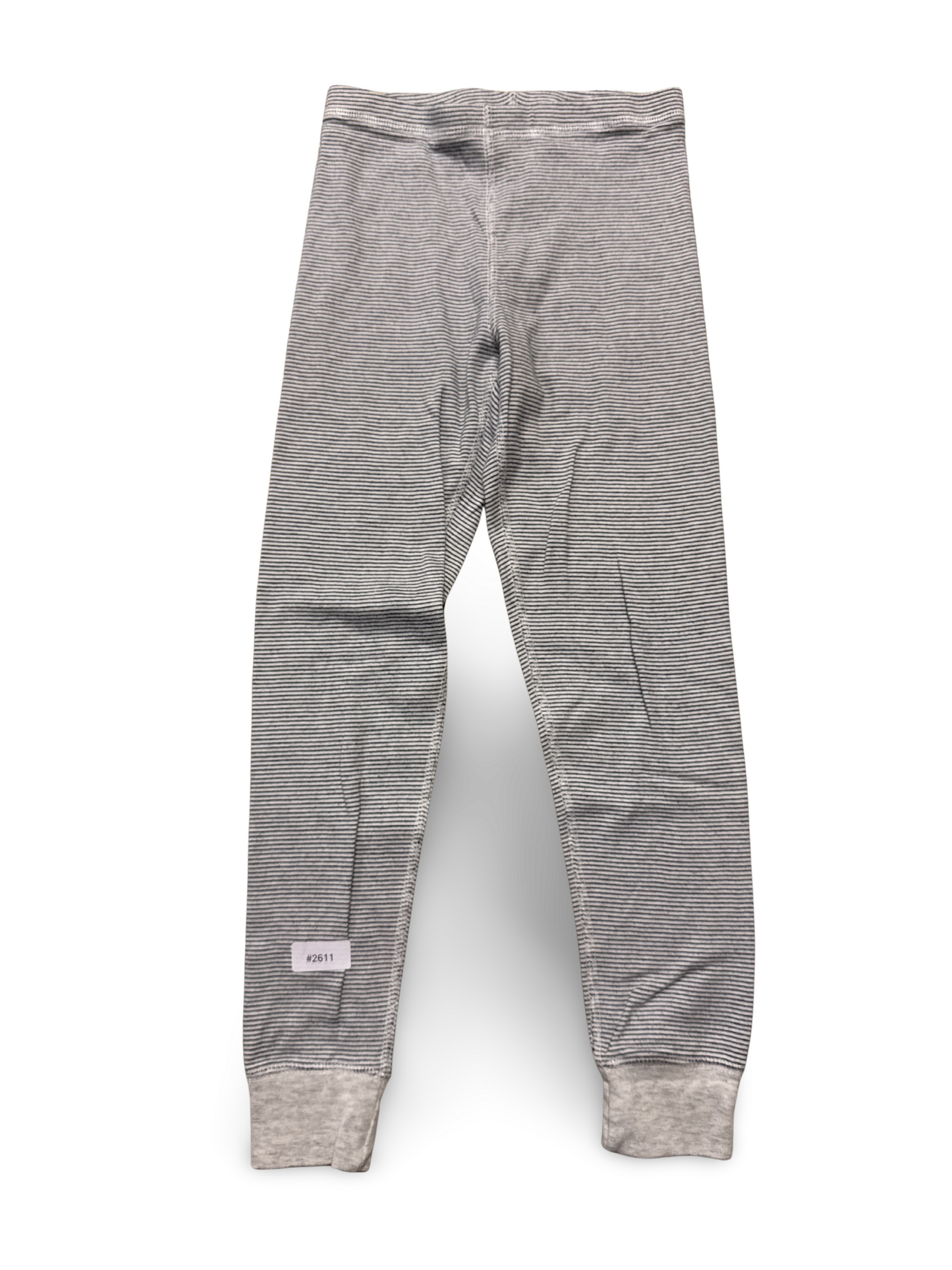 Grau-weiss gestreifte Leggings - Gr. 122