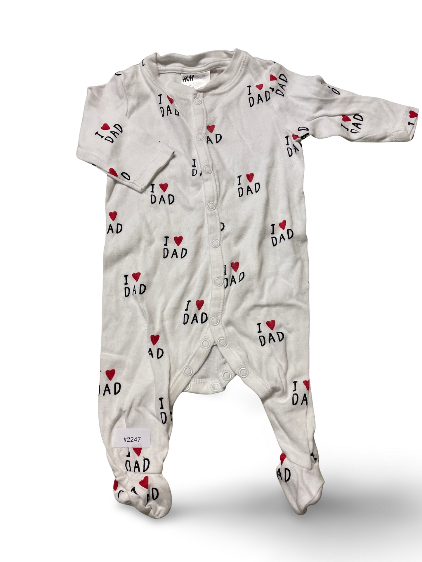 Strampler mit Fuss Weiss I ♥ Dad Print - Gr. 56