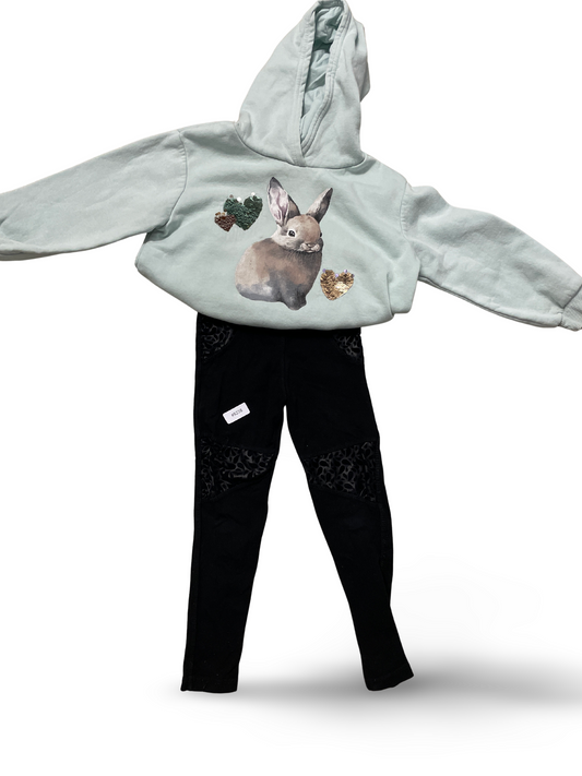Hoodie mit Hase und Leggings - Gr. 110