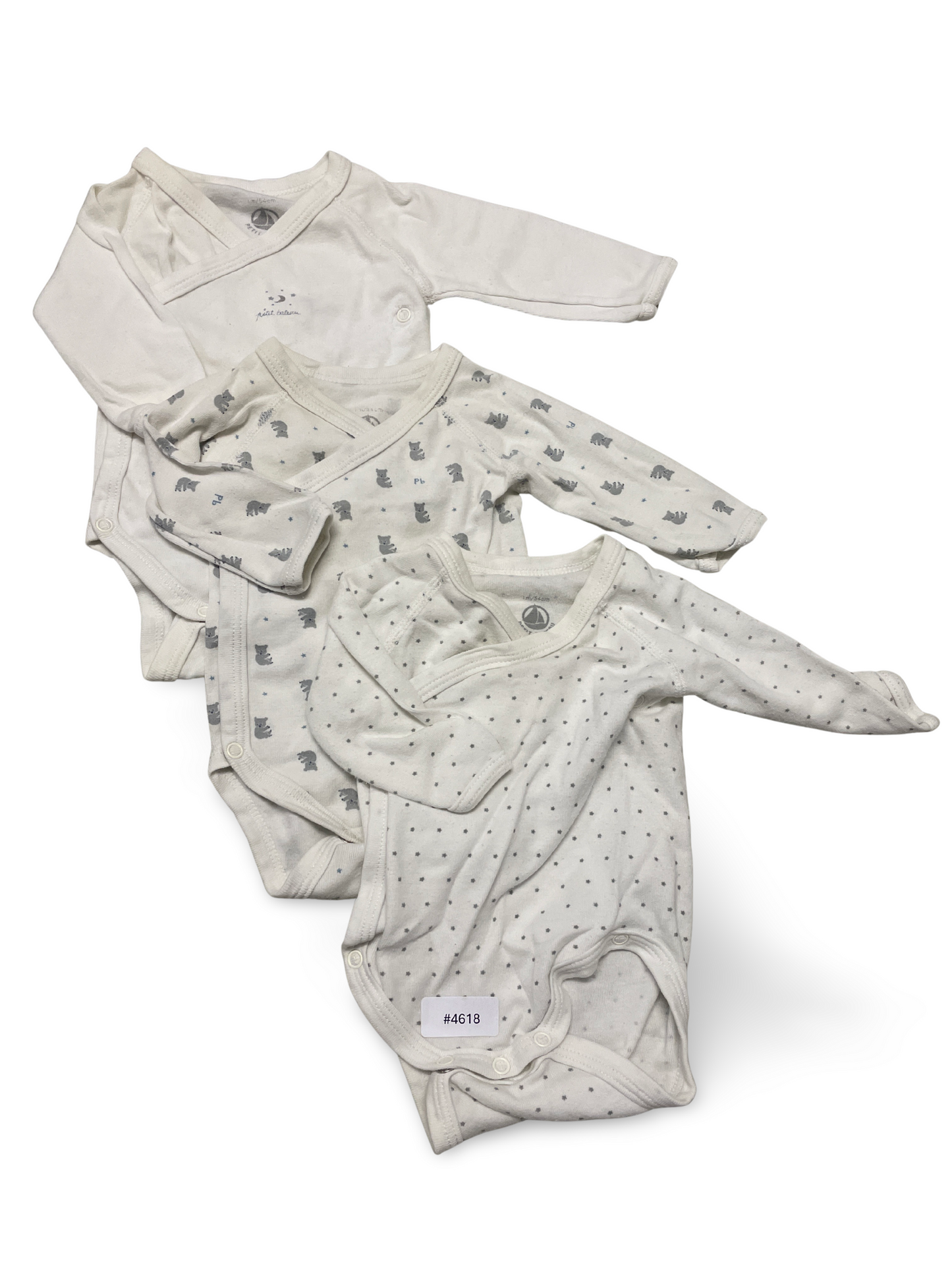 Lot de 3 bodies croisés blanc/gris - Taille 50