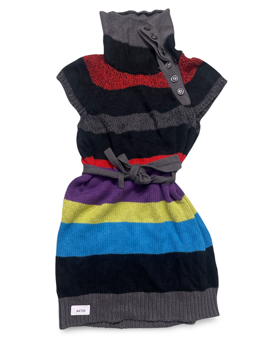 Strickkleid mit Rollkragen und bunten Streifen - Gr. 140