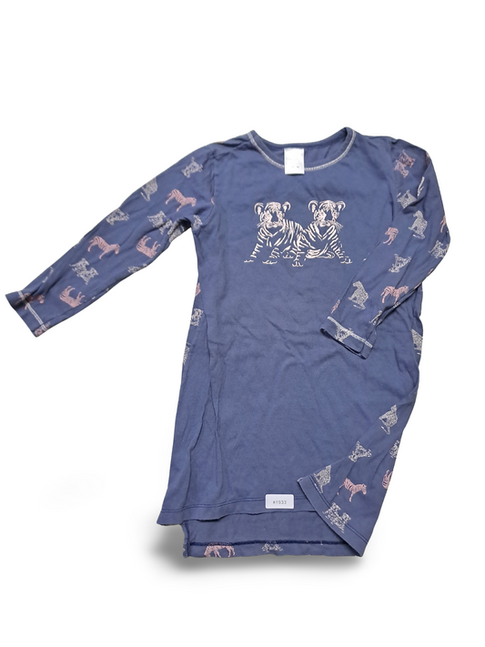 Blaues Langarm Nachthemd mit Tigermotiv - Gr. 98