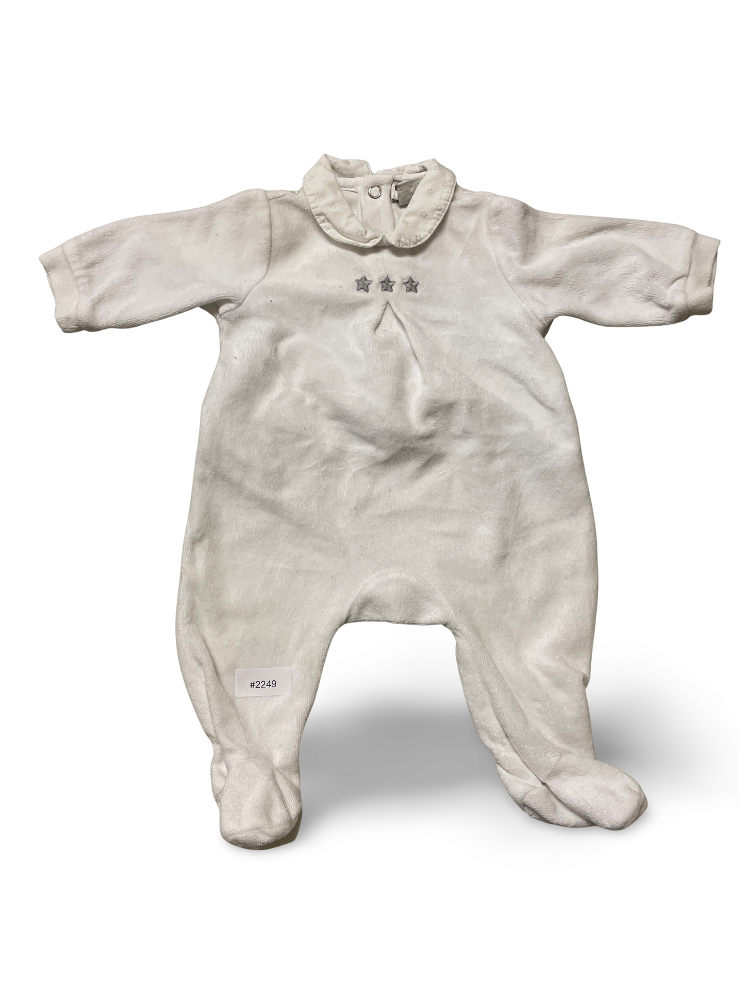 Weisser Strampler mit Fusschen und Sternchen - Gr. 56