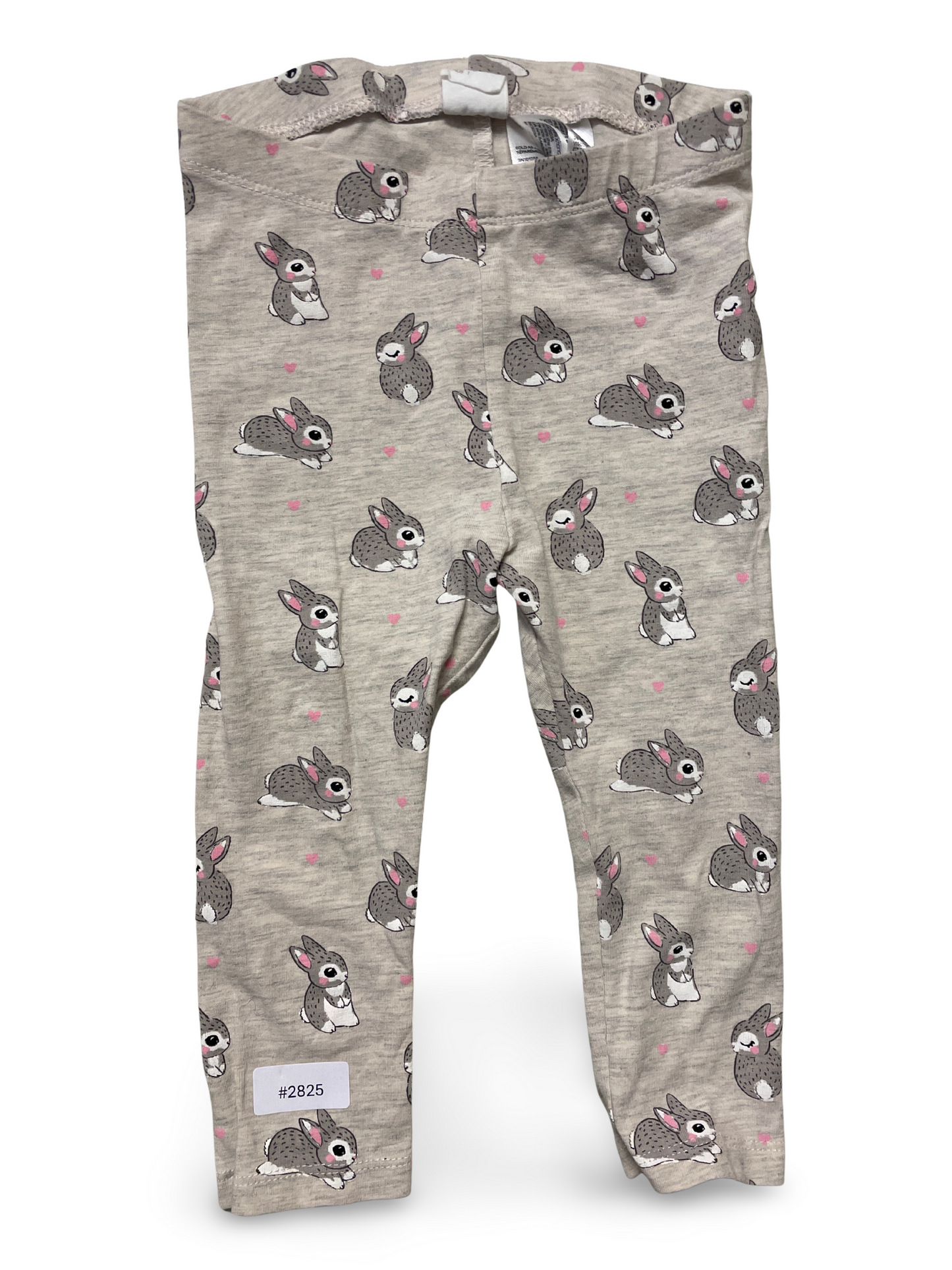 Grau melierte Leggings mit Hasenprint - Gr. 80