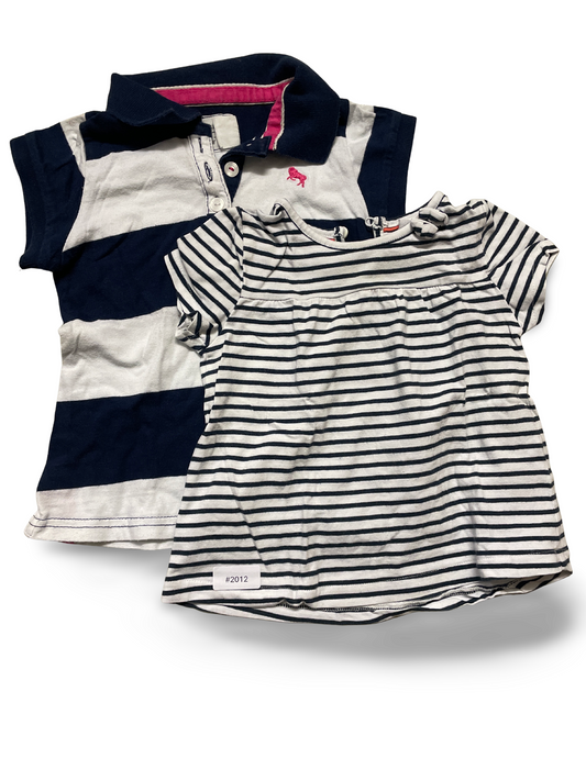 2er Bundle T-Shirts gestreift navy-weiß - Gr. 86