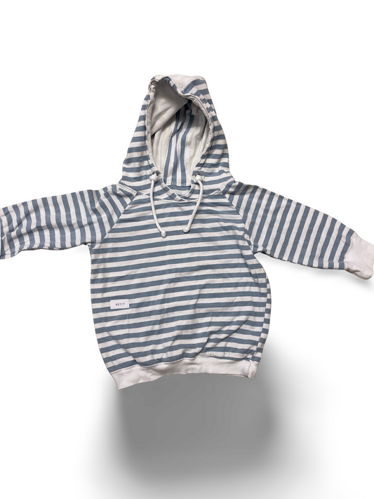 Gestreifter Kapuzenpullover mit Kordel - Gr. 110