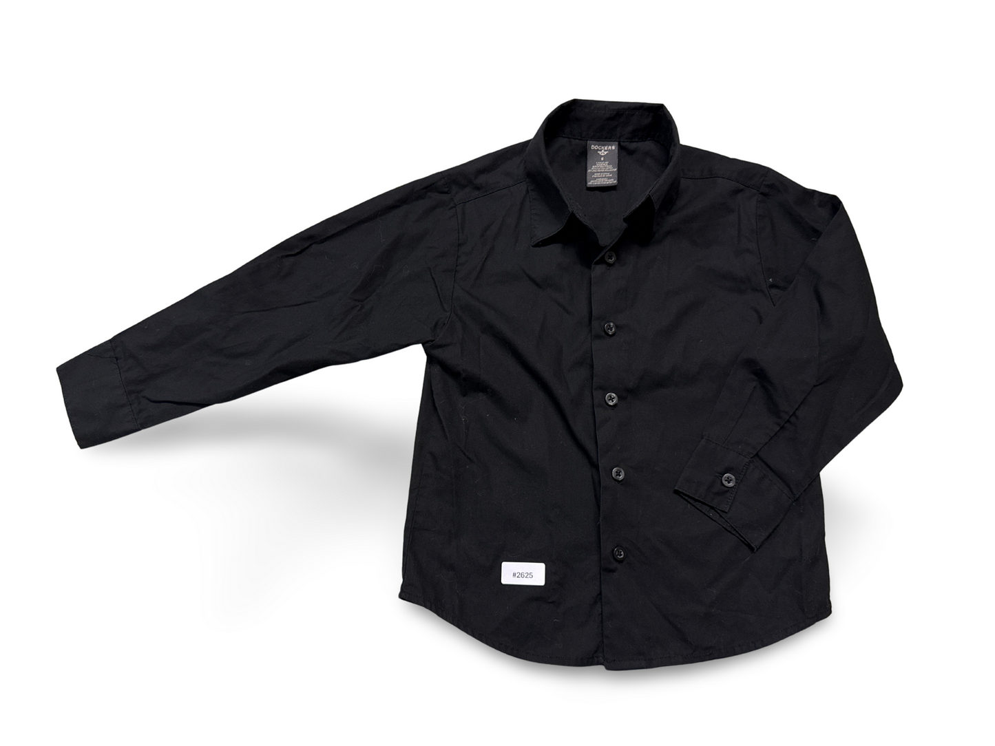 Schwarzes Langarmhemd mit Knopfleiste - Gr. 116