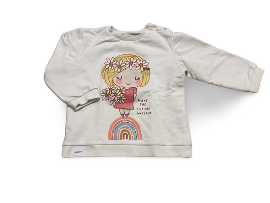Sweatshirt Mädchen Weiss mit Blumenprint - Gr. 92