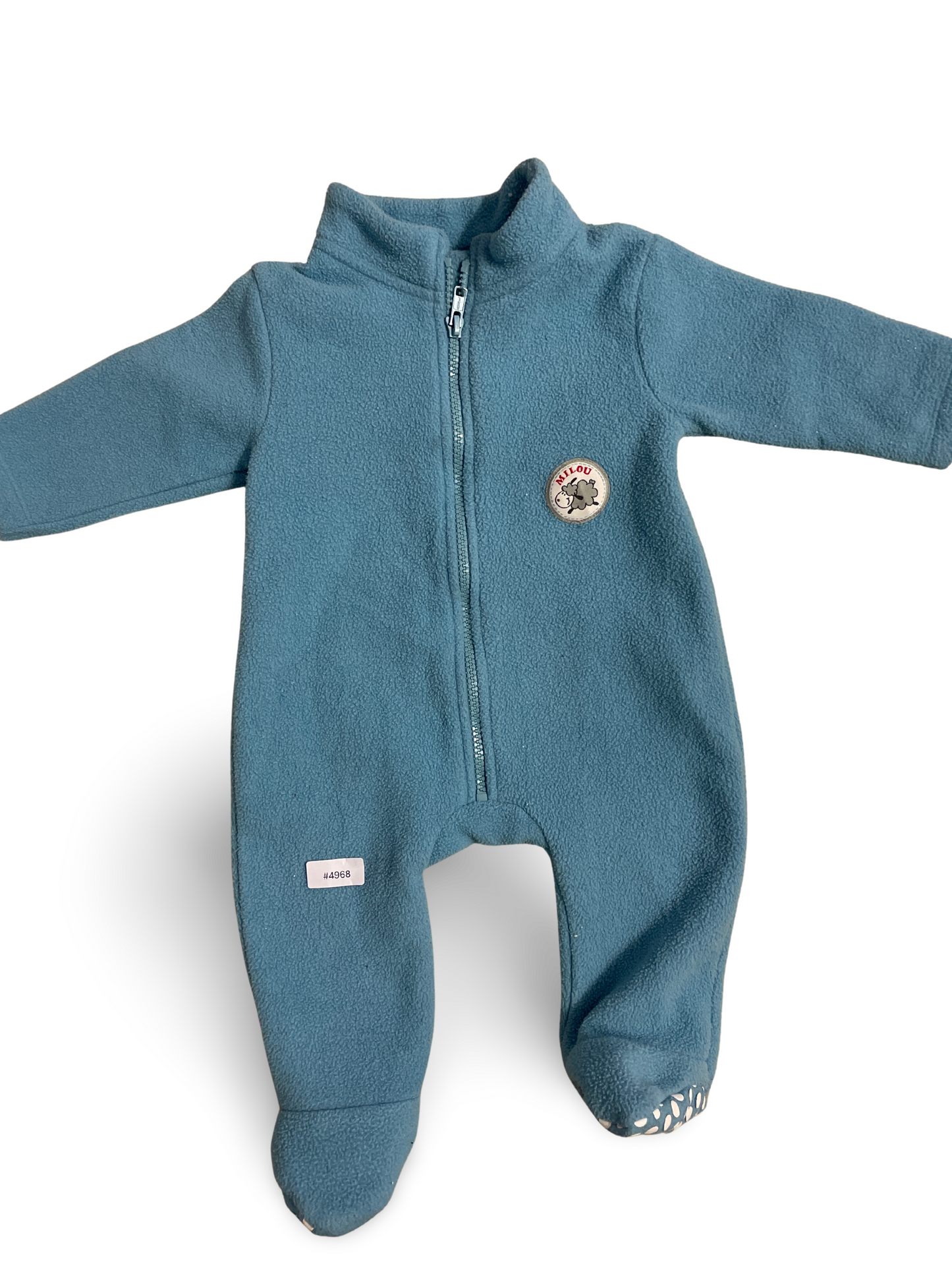 Hellblauer Fleece Strampler mit Fuessen - Gr. 74
