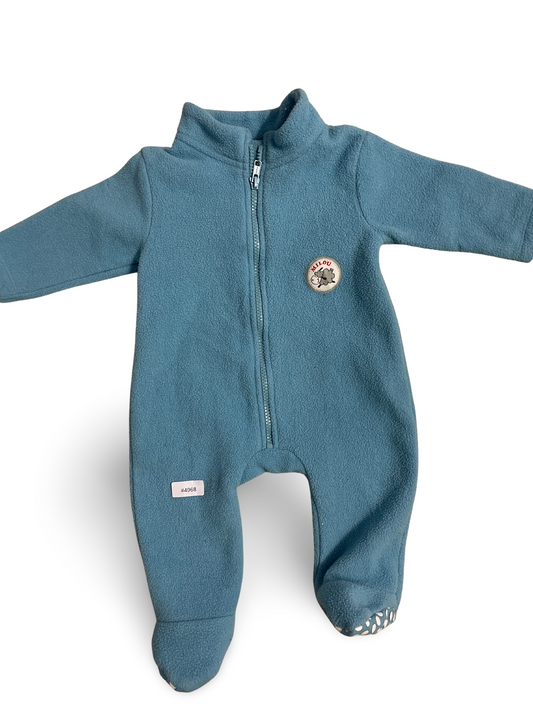 Hellblauer Fleece Strampler mit Fuessen - Gr. 74