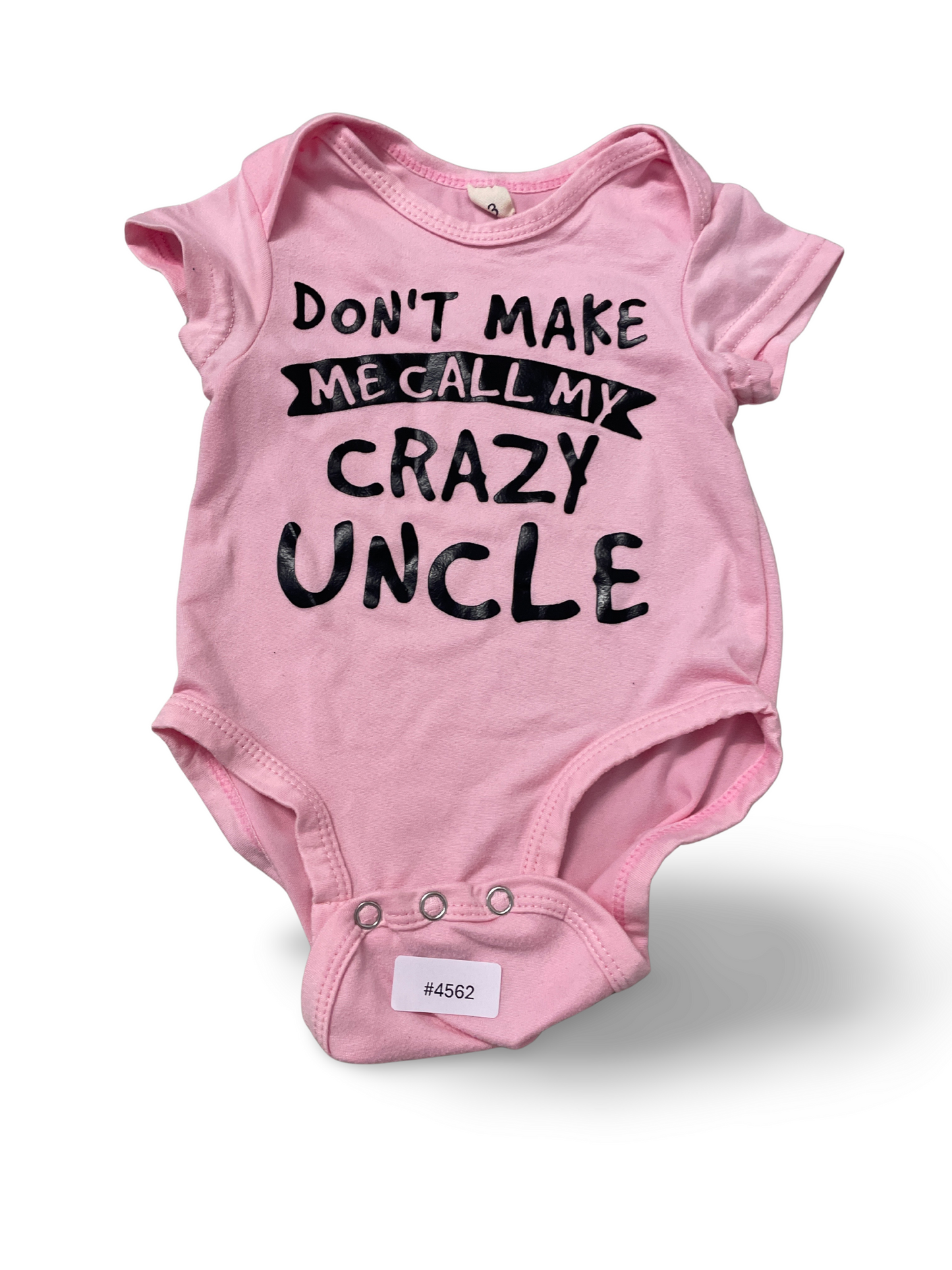 Grenouillère rose avec imprimé "Crazy Uncle" - Taille 56