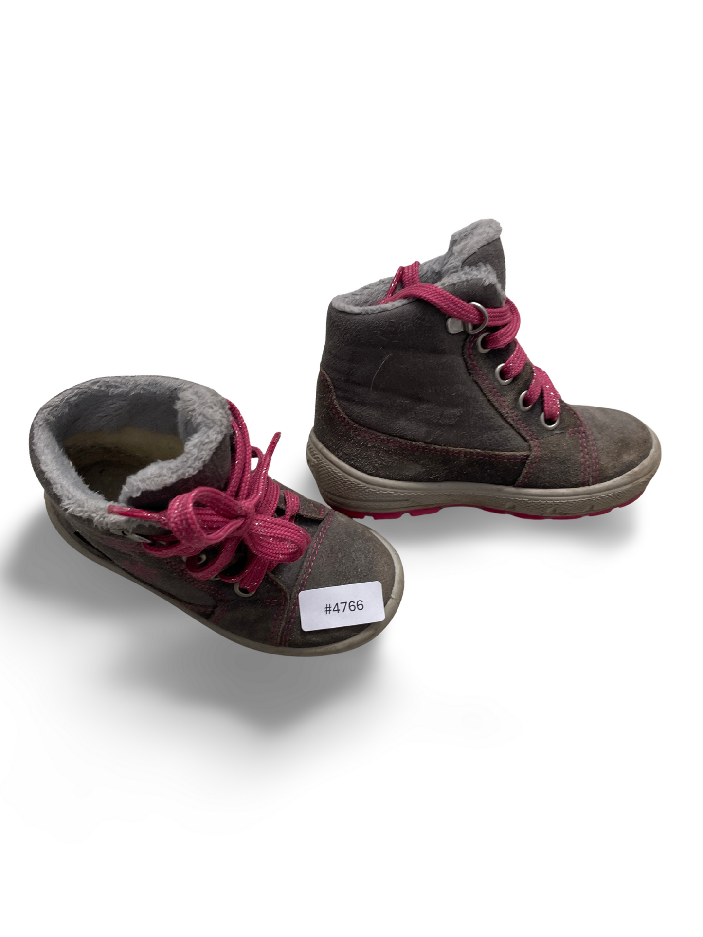 Kinder Winterstiefel mit Fellfutter und pinken Schnürsenkeln - Gr. 23