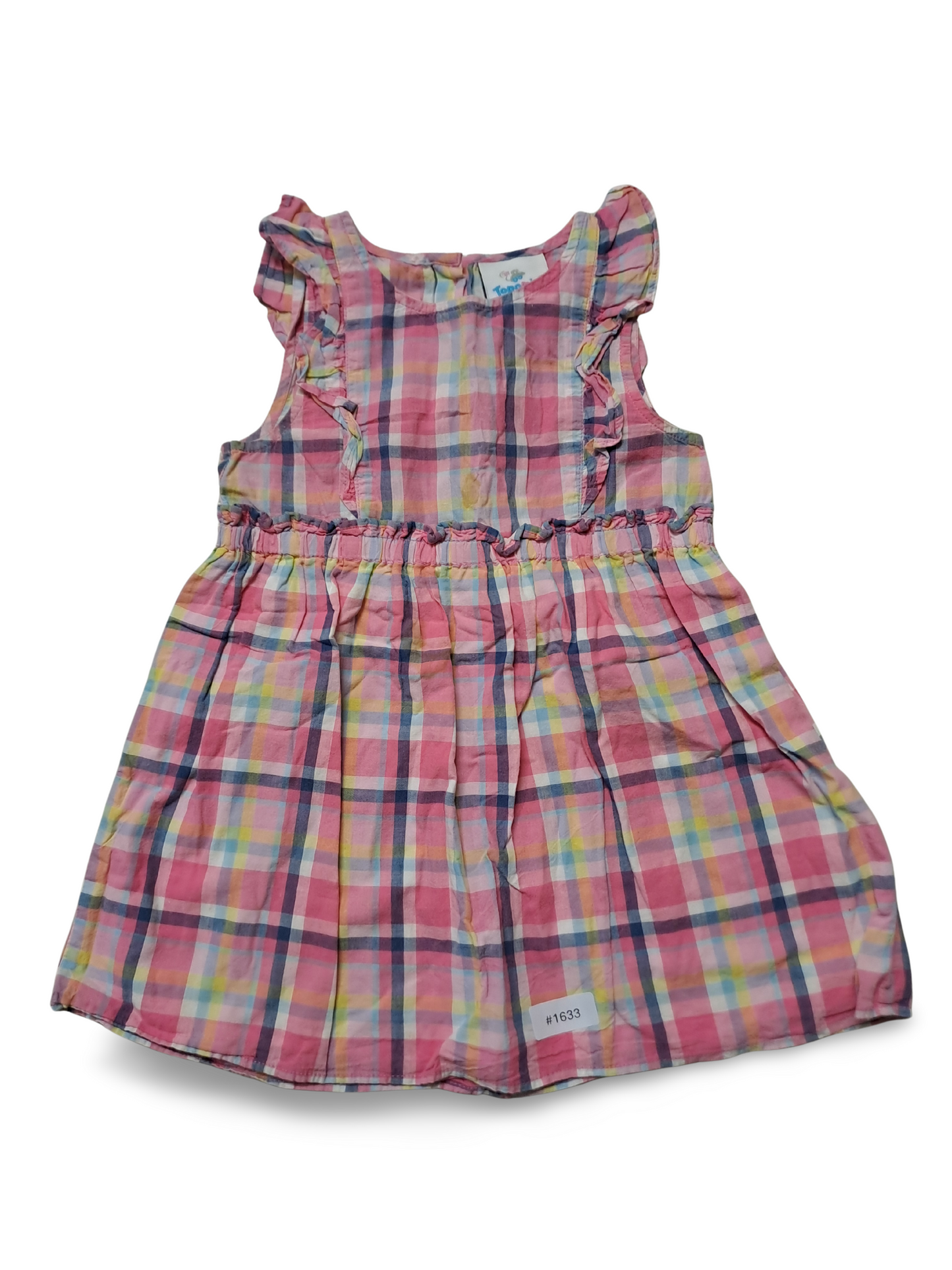 Kariertes Kleid mit Rüschen - Gr. 92