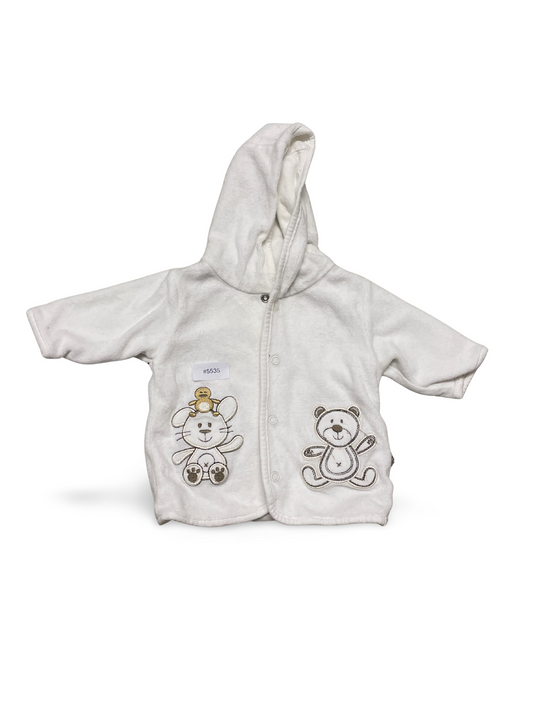 Weisse Kapuzenjacke mit Tierstickerei - Gr. 50