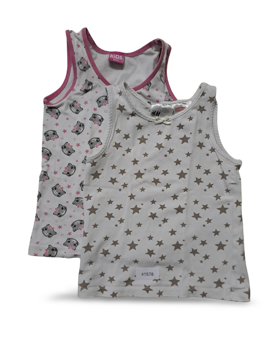 2er Bundle Trägershirts mit Sternen und Katzen - Gr. 98