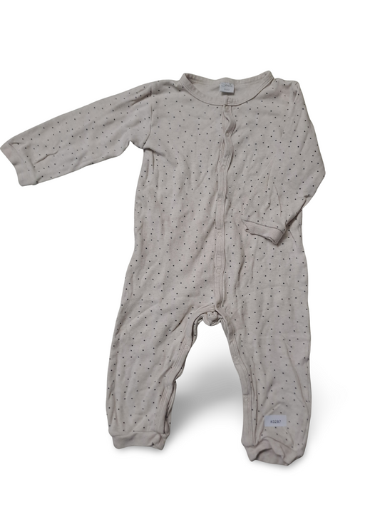 Polka dot romper with feet - size 86