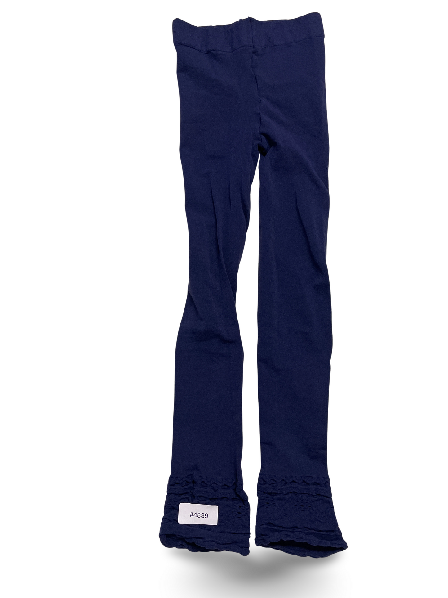 Dunkelblaue Leggings mit Rüschen am Saum - Gr. 116