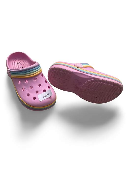 Kinder Clogs Rosa mit Regenbogenrand - Gr. 28