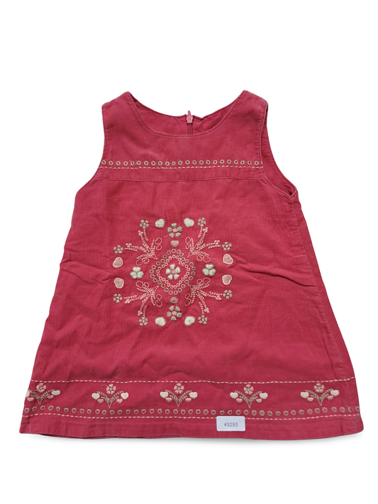 Red corduroy dress with embroidery - size 80
