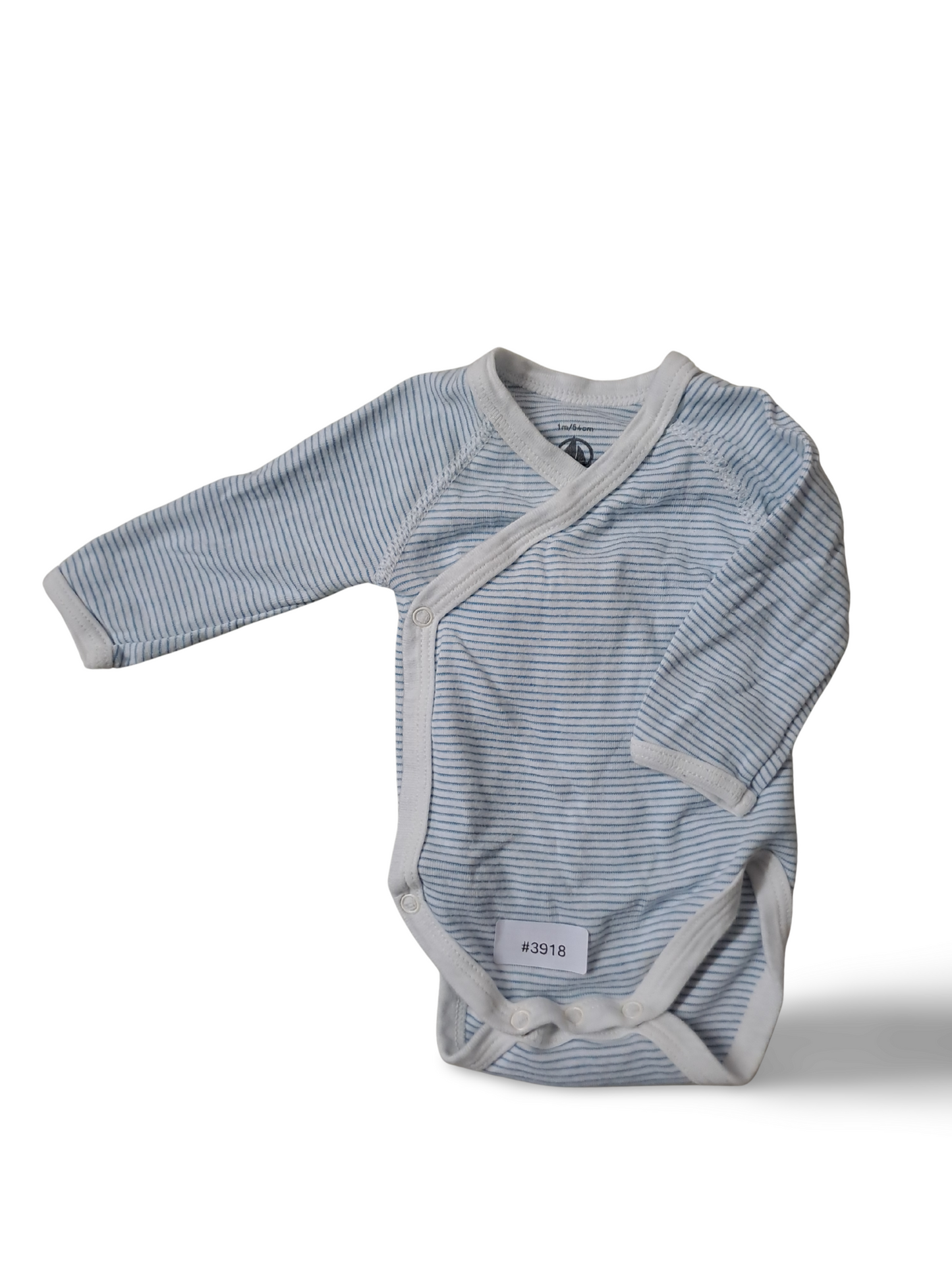 Wickelbody langarm blau-weiss gestreift - Gr. 56